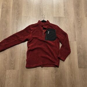 HI-TEC Sweater Mens medium Maroon Red Thermo Fleece 1/4 Zip Pullover Cozy Jacket